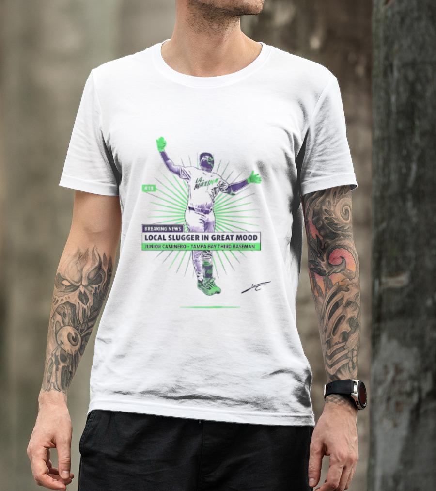Junior Caminero Tampa Bay Third Baseman Local Slugger In Great Mood T-Shirt