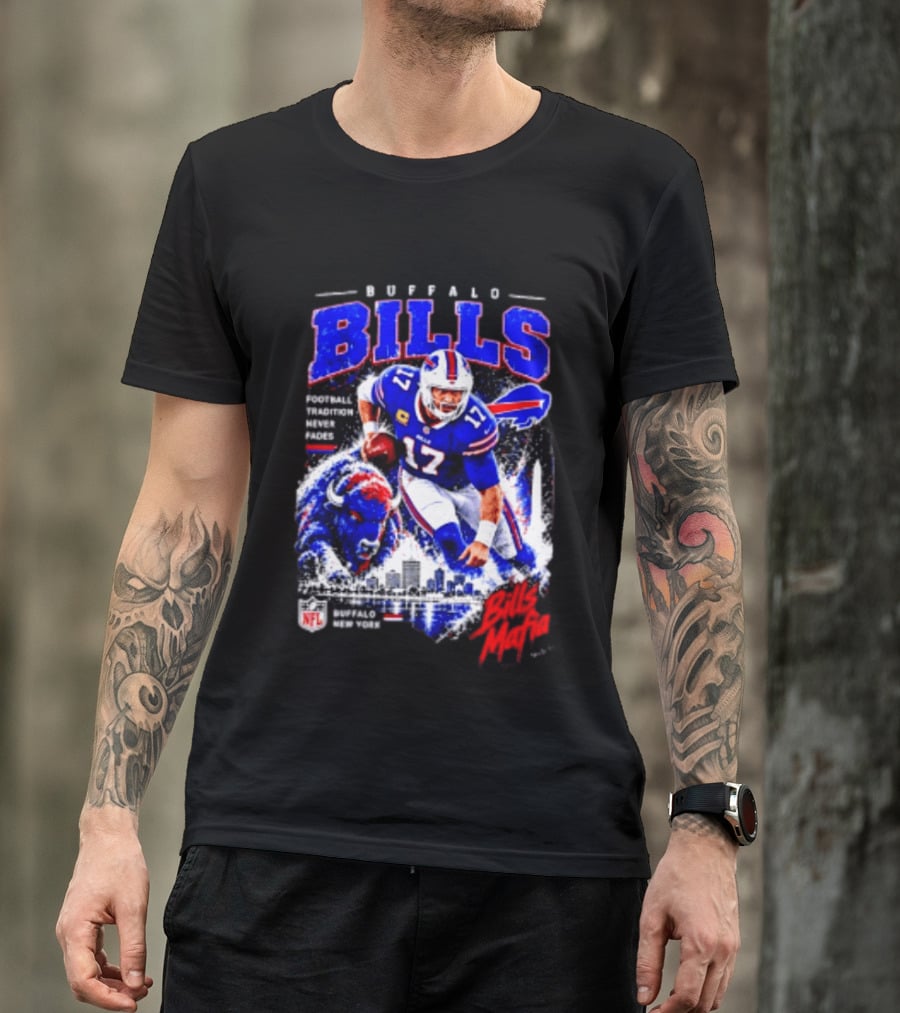 Buffalo Bills Football Tradition Never Fades Bills Mafia NFL Buffalo New York Team Skyline T-Shirt
