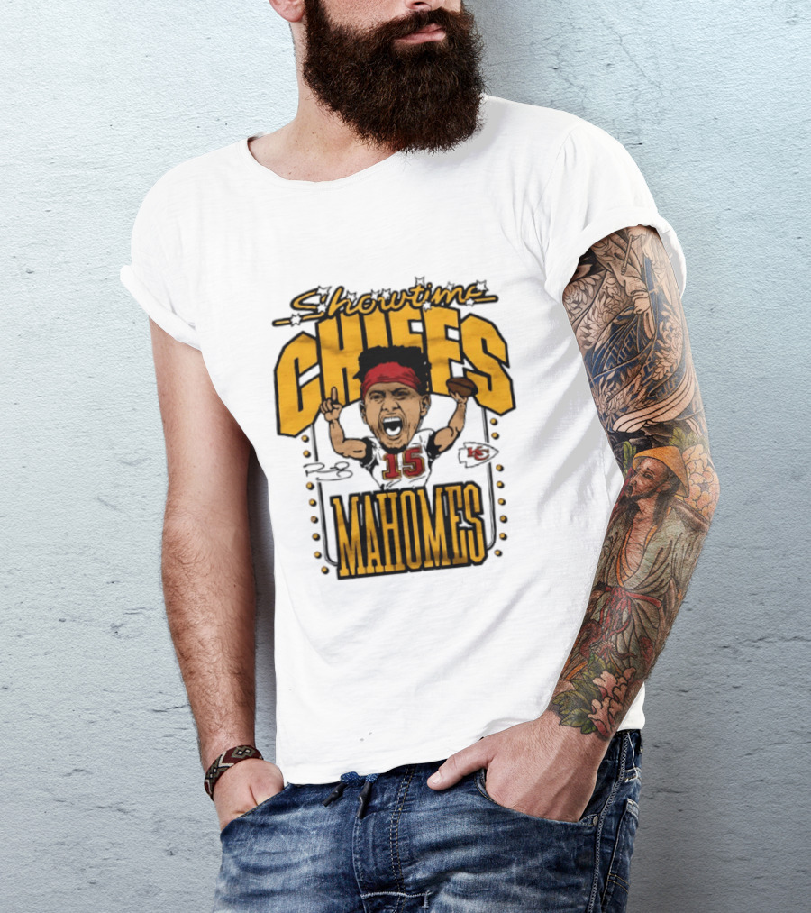 Showtime Chiefs Patrick Mahomes 15 Caricature T-Shirt