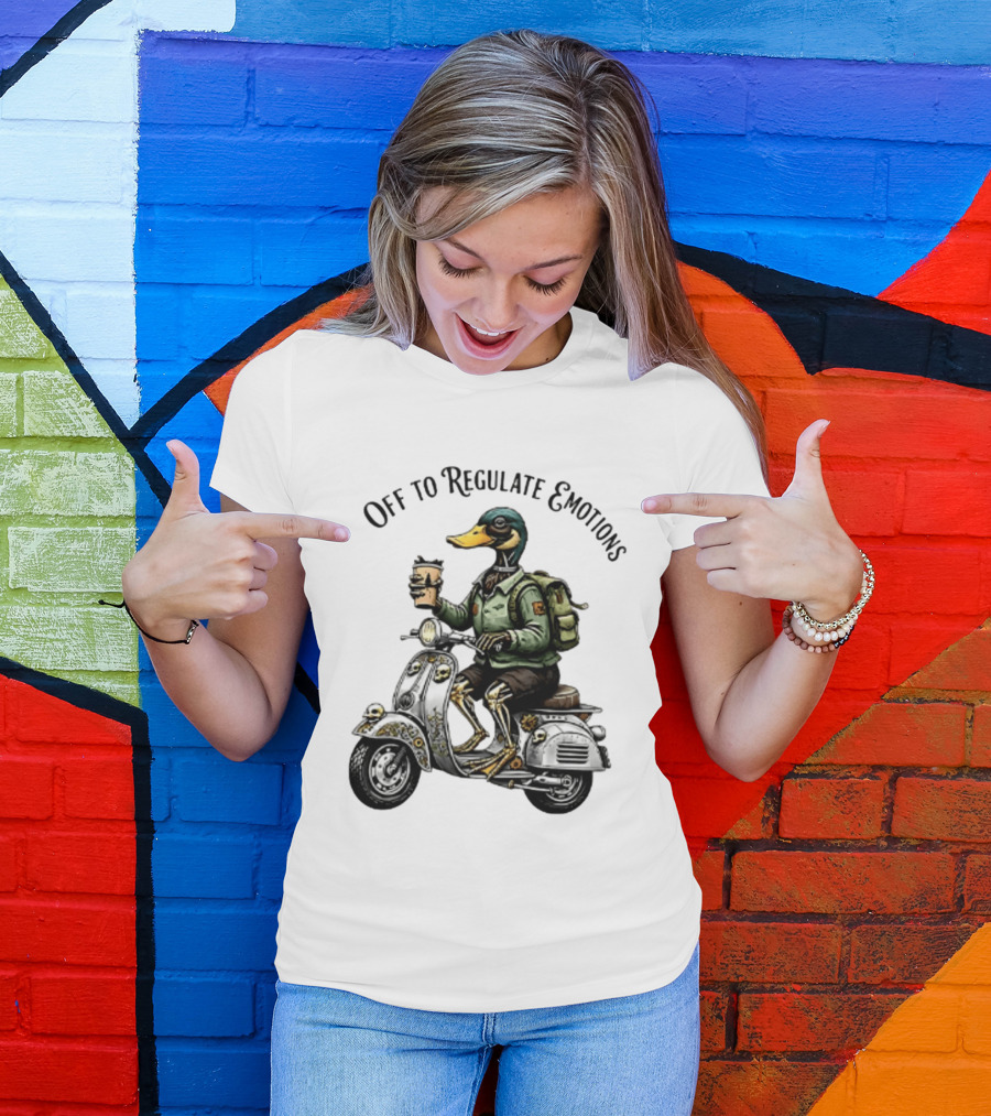 Off To Regulate Emotions Duck Scooter Coffee Adventure T-Shirt