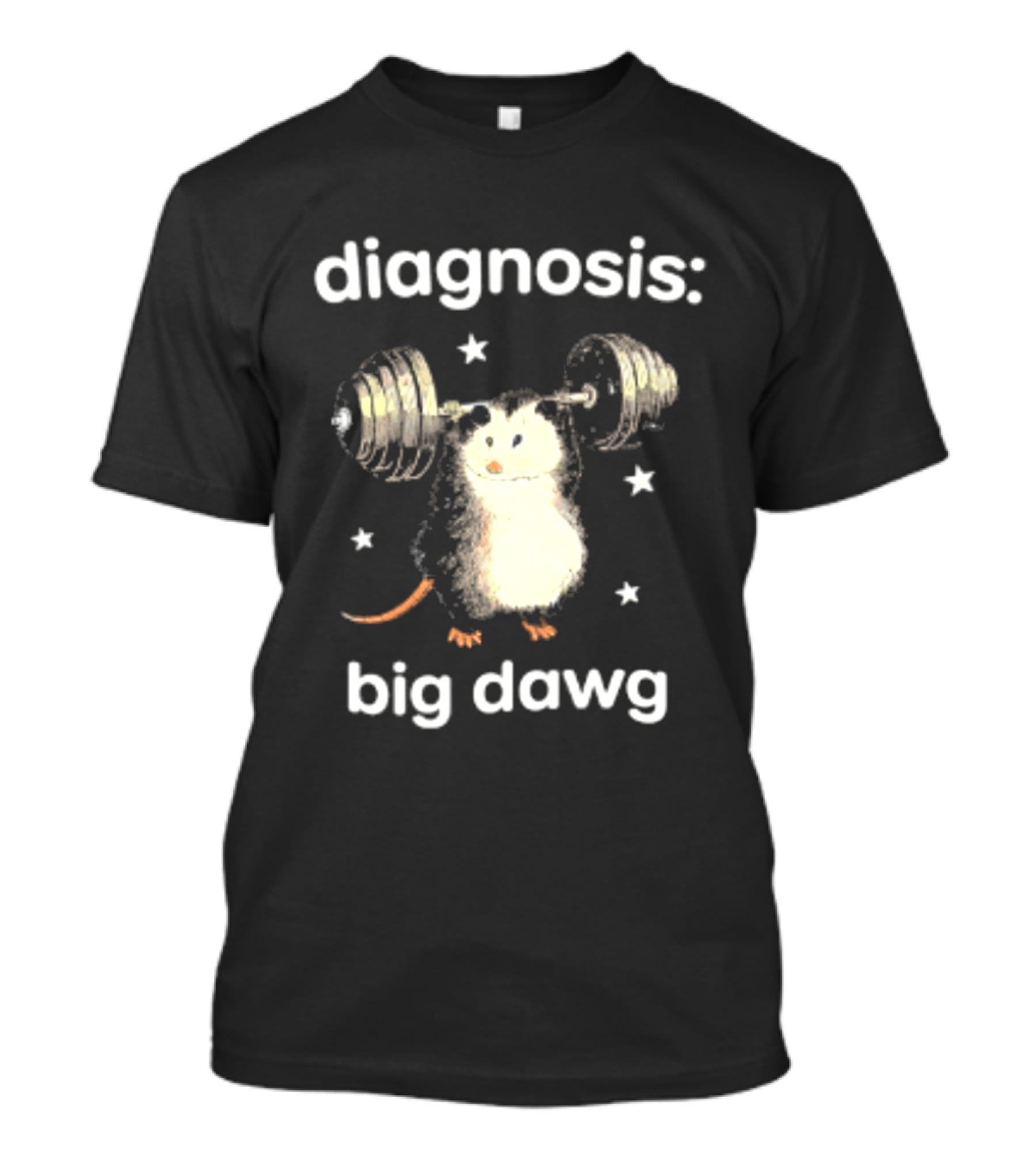 Diagnosis Big Dawg Opossum Weightlifting Stars T-Shirt