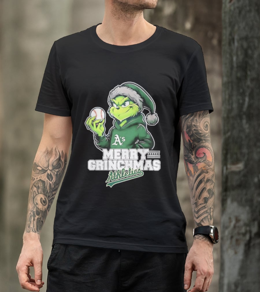 Merry Grinchmas Athletics Baseball Christmas 2026 T-Shirt