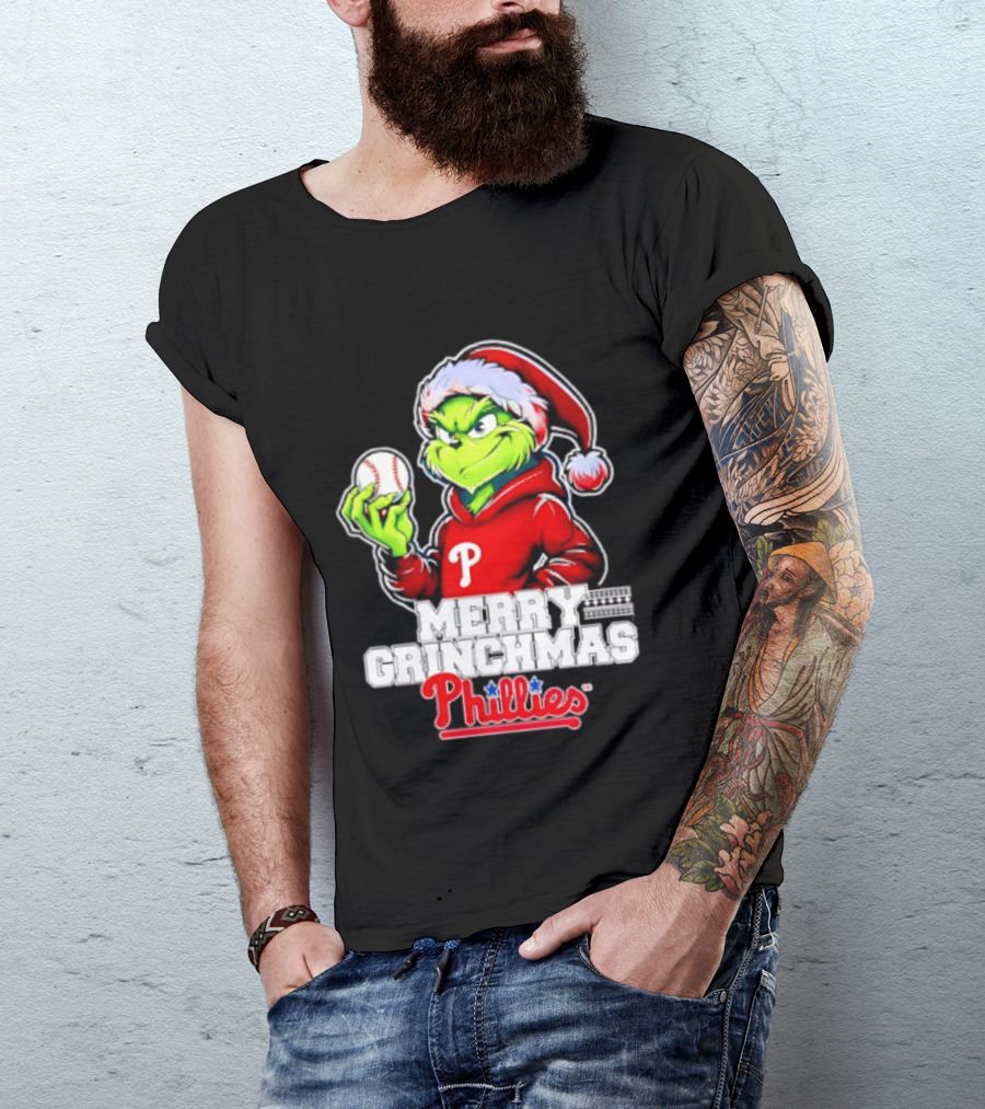 Merry Grinchmas Philadelphia Phillies Baseball Christmas 2026 T-Shirt