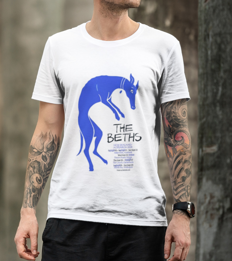 The Beths New Zealand Aotearoa 2024 Tour Blue Jumping Dog T-Shirt