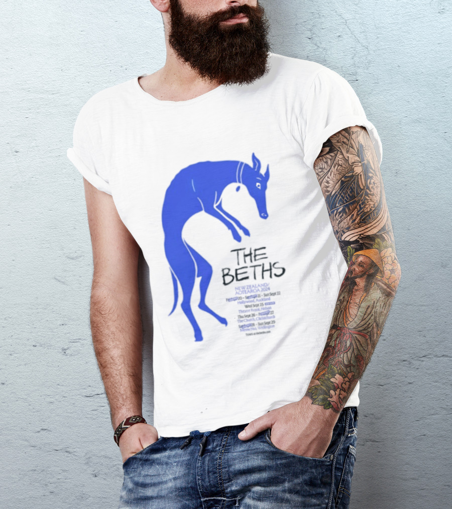The Beths New Zealand Aotearoa 2024 Tour Blue Jumping Dog T-Shirt