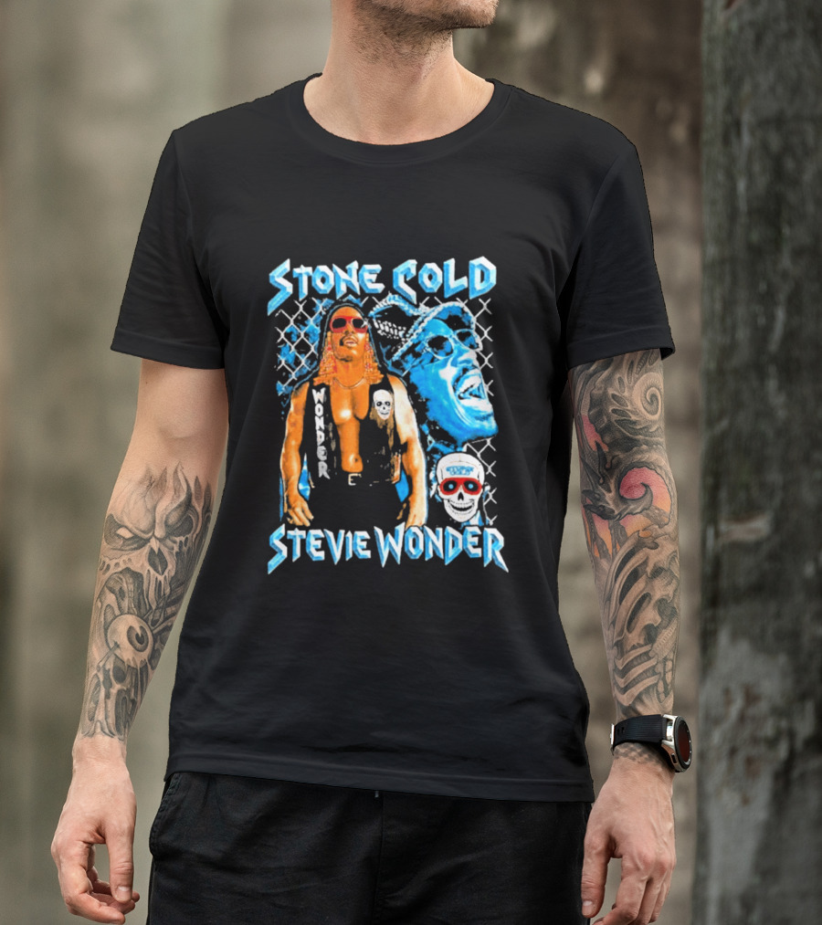 Stone Cold Stevie Wonder Collaboration Red Sunglasses T-Shirt