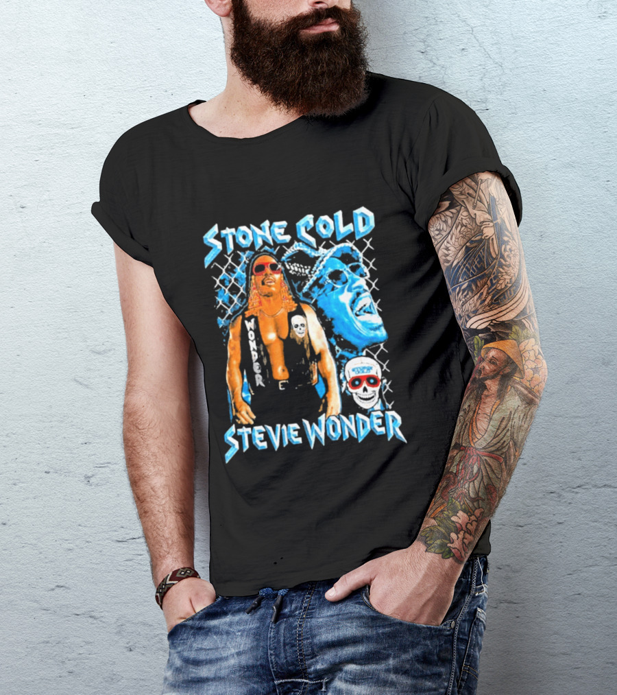 Stone Cold Stevie Wonder Collaboration Red Sunglasses T-Shirt