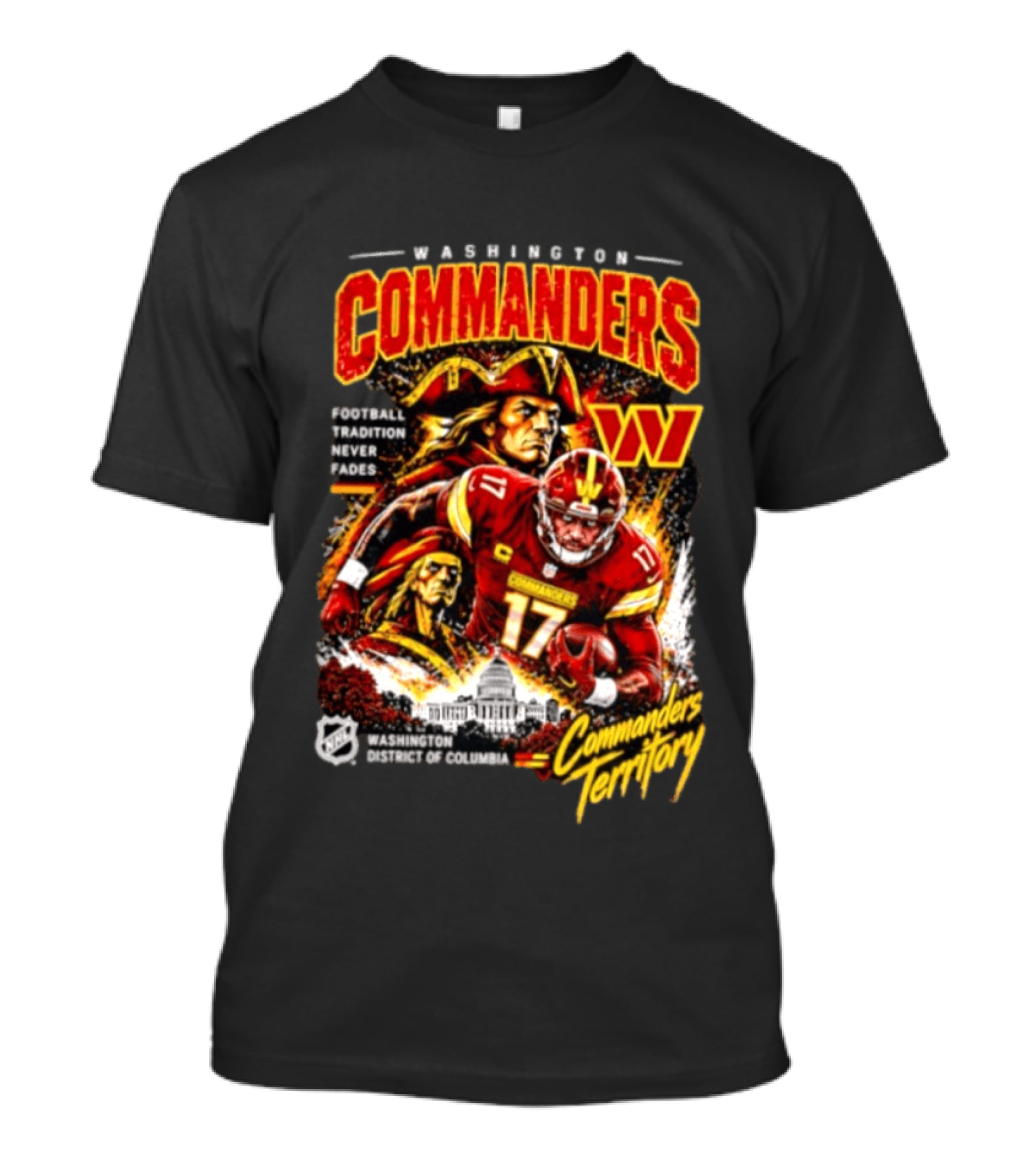 Washington Commanders Football Tradition Never Fades Commanders Territory Washington DC Skyline T-Shirt