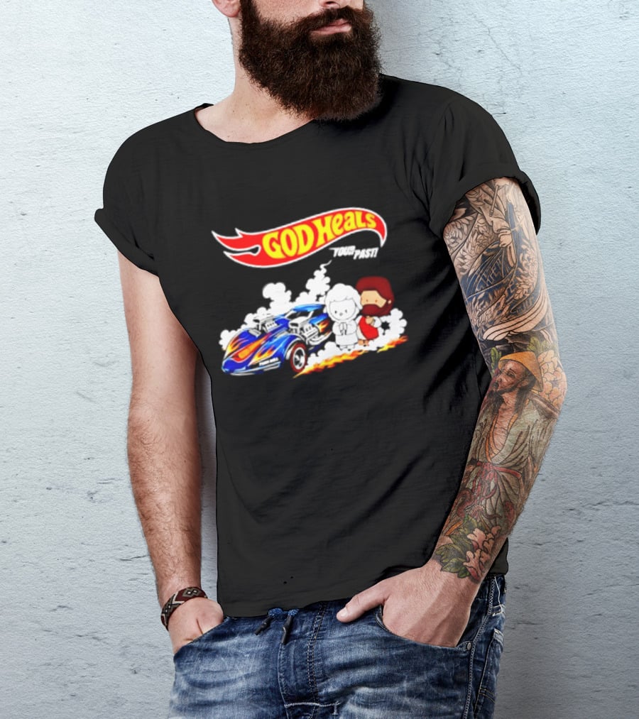 God Heals Hot Wheels Jesus And Lamb Twin Mill T-Shirt