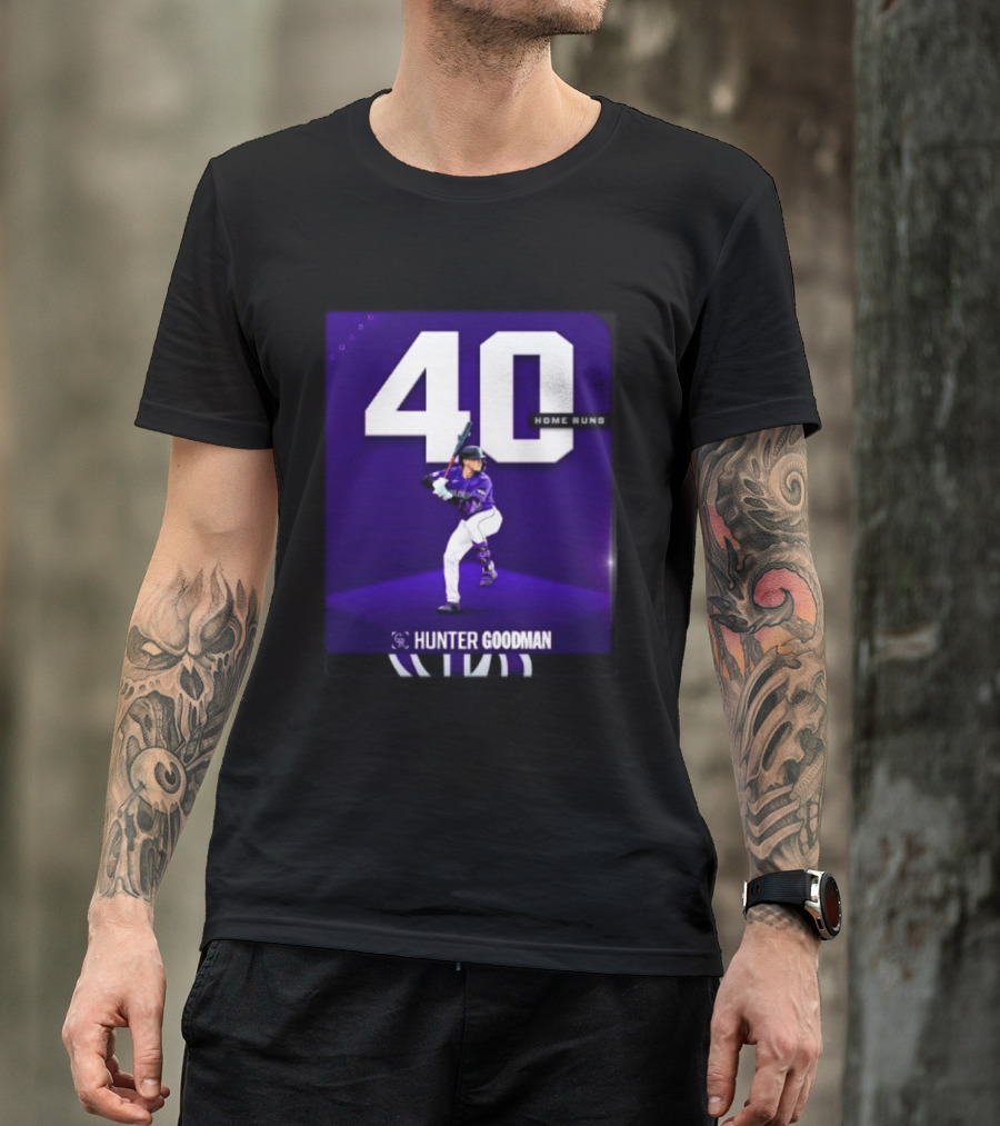 Hunter Goodman 40 Home Runs Colorado Rockies Purple T-Shirt