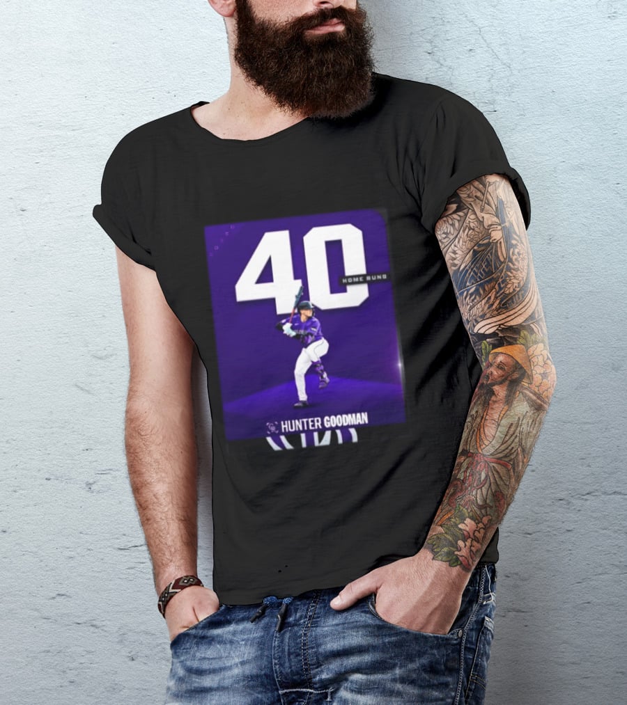 Hunter Goodman 40 Home Runs Colorado Rockies Purple T-Shirt