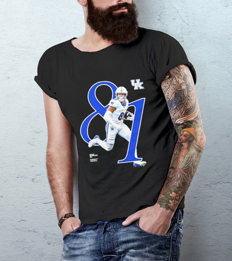 Willie Rodriguez 81 Kentucky Wildcats NCAA Football Player Number T-Shirt