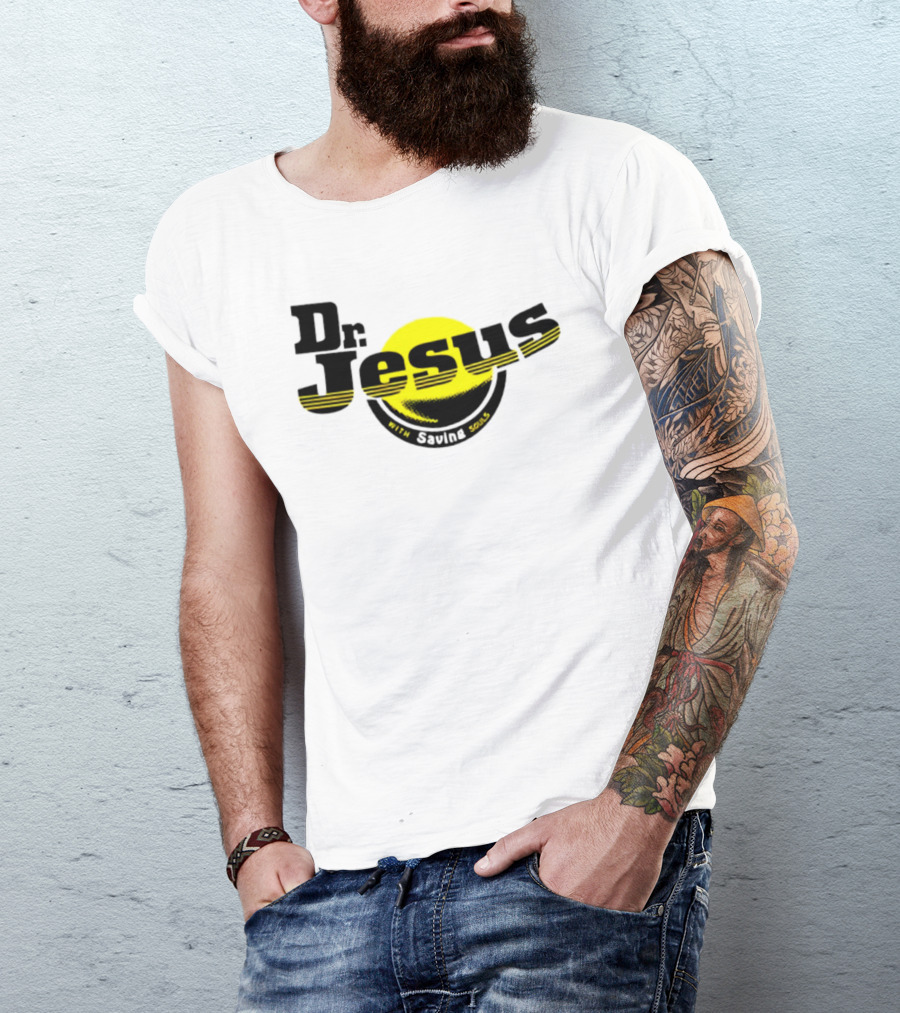 Dr Jesus With Saving Souls Yellow Circle T-Shirt