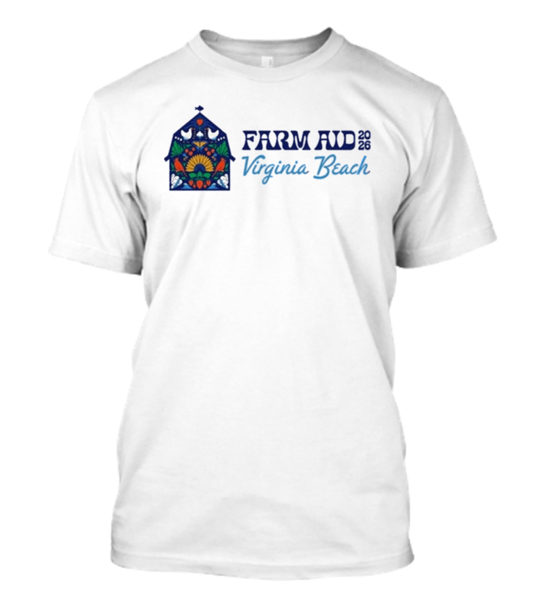 Farm Aid 2026 Virginia Beach Stained Glass Barn Sunflowers Doves T-Shirt