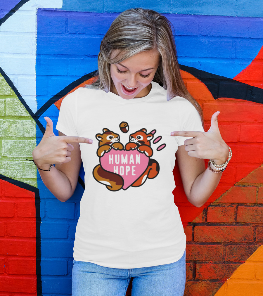 Human Hope Squirrels With Acorn Heart T-Shirt
