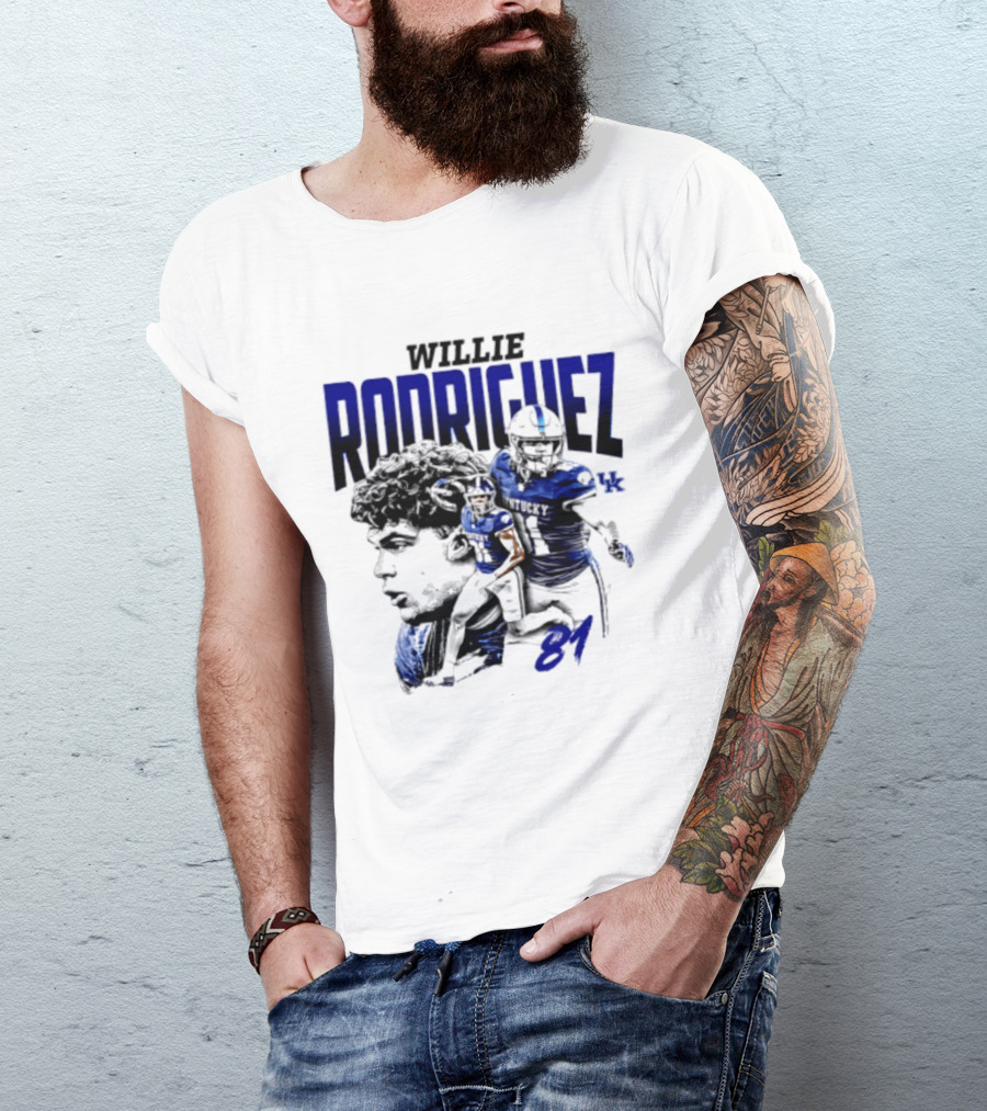 Willie Rodriguez 81 Kentucky Wildcats NCAA Football Player UK T-Shirt