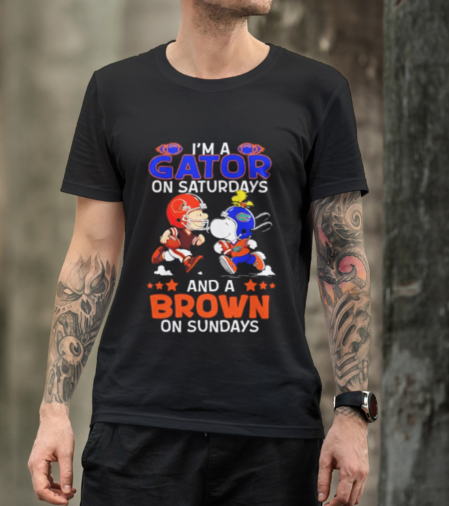 Gator On Saturdays Brown On Sundays Peanuts Football Fan T-Shirt