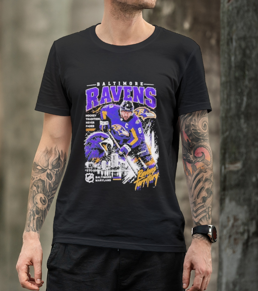 Baltimore Ravens Territory Tradition Never Fades Skyline Maryland Hockey T-Shirt