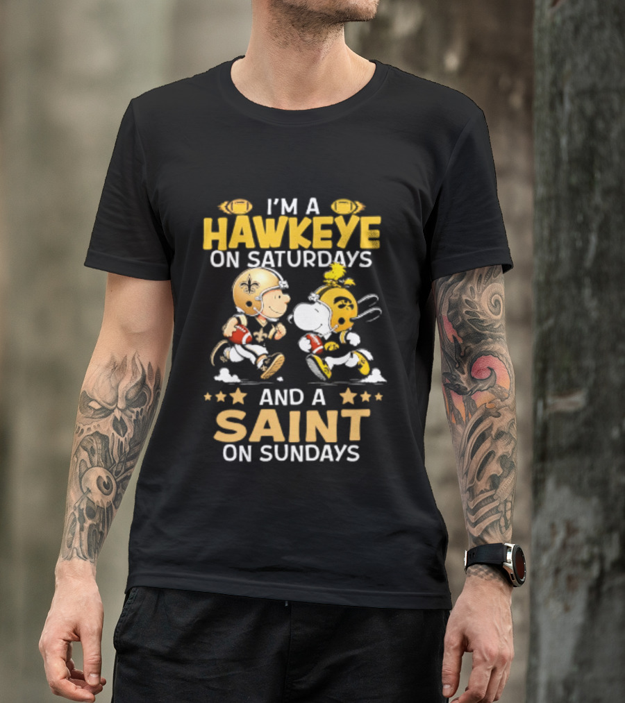 Peanuts I'm A Hawkeye On Saturdays And A Saint On Sundays T-Shirt