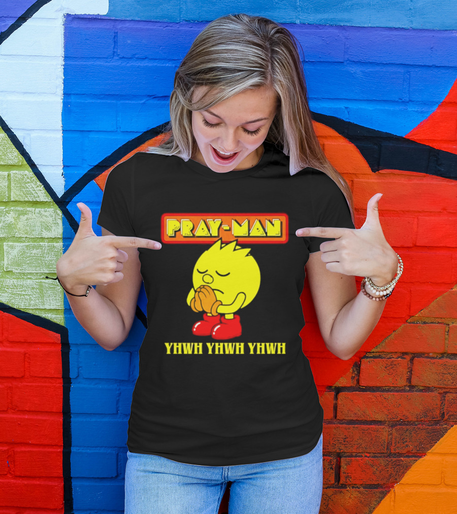 Pray Man YHWH Spiritual Pac Man Symbolism T-Shirt