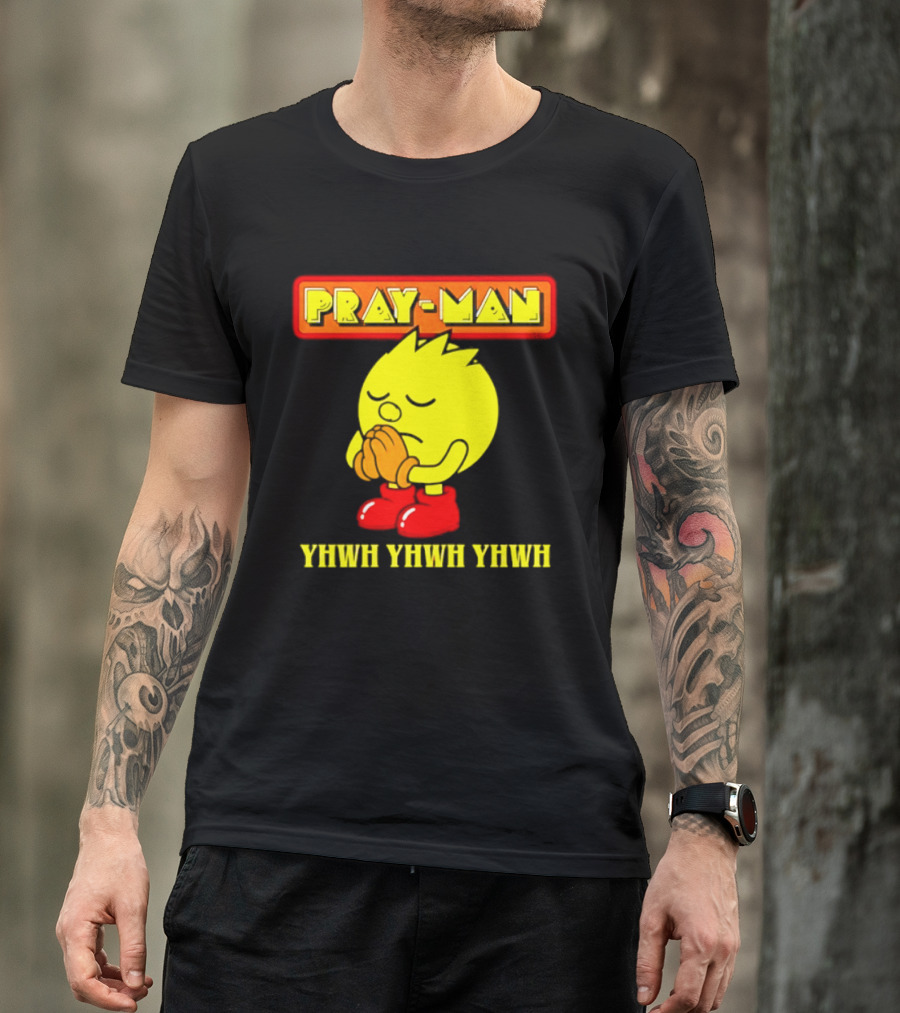 Pray Man YHWH Spiritual Pac Man Symbolism T-Shirt