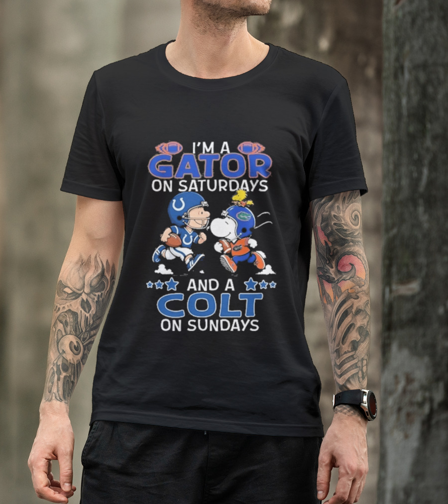 Charlie Brown Snoopy Gator Saturdays Colt Sundays Football Fans T-Shirt