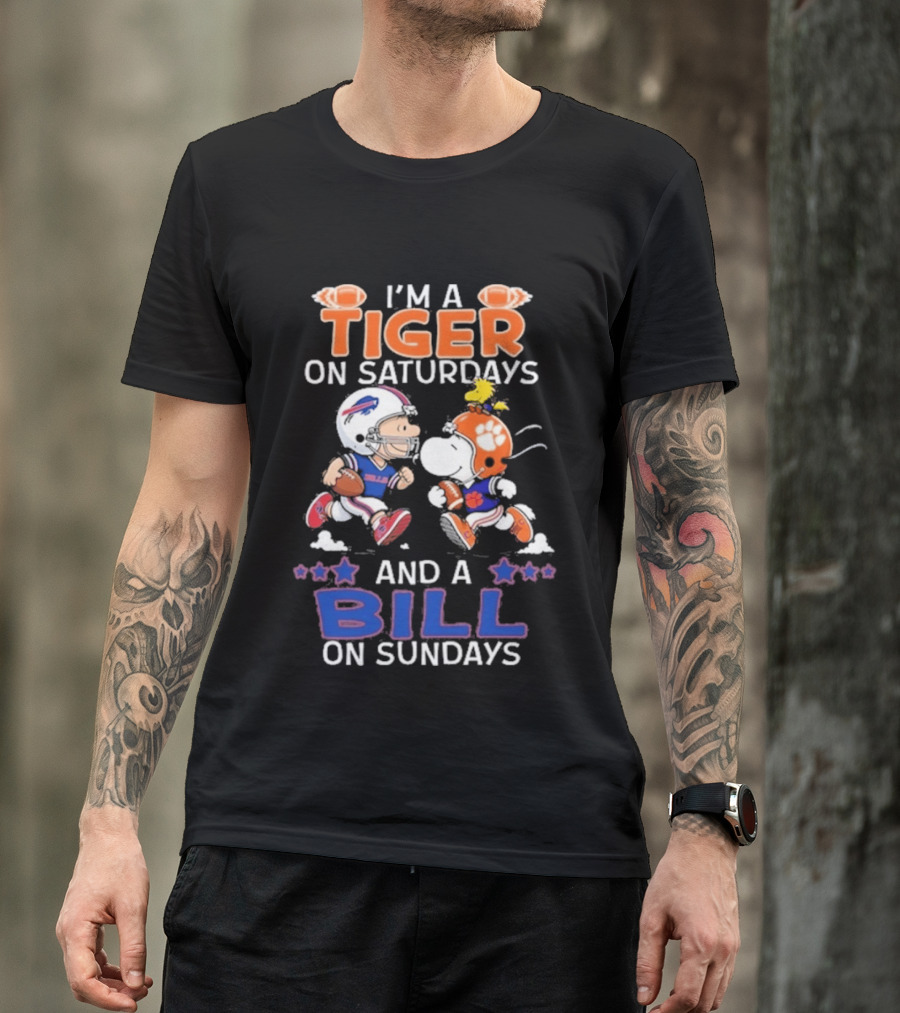 Charlie Brown Snoopy Tiger Saturdays Bill Sundays T-Shirt