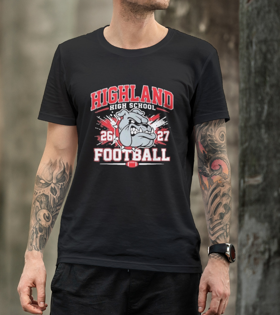 Bulldog Highland High School Football 26 27 T-Shirt