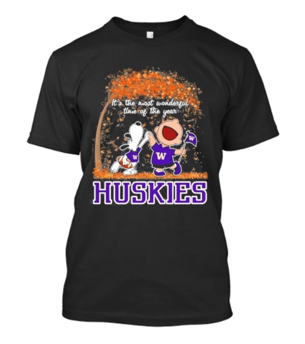Washington Huskies Snoopy Charlie Brown Autumn 2026 Most Wonderful Time T-Shirt