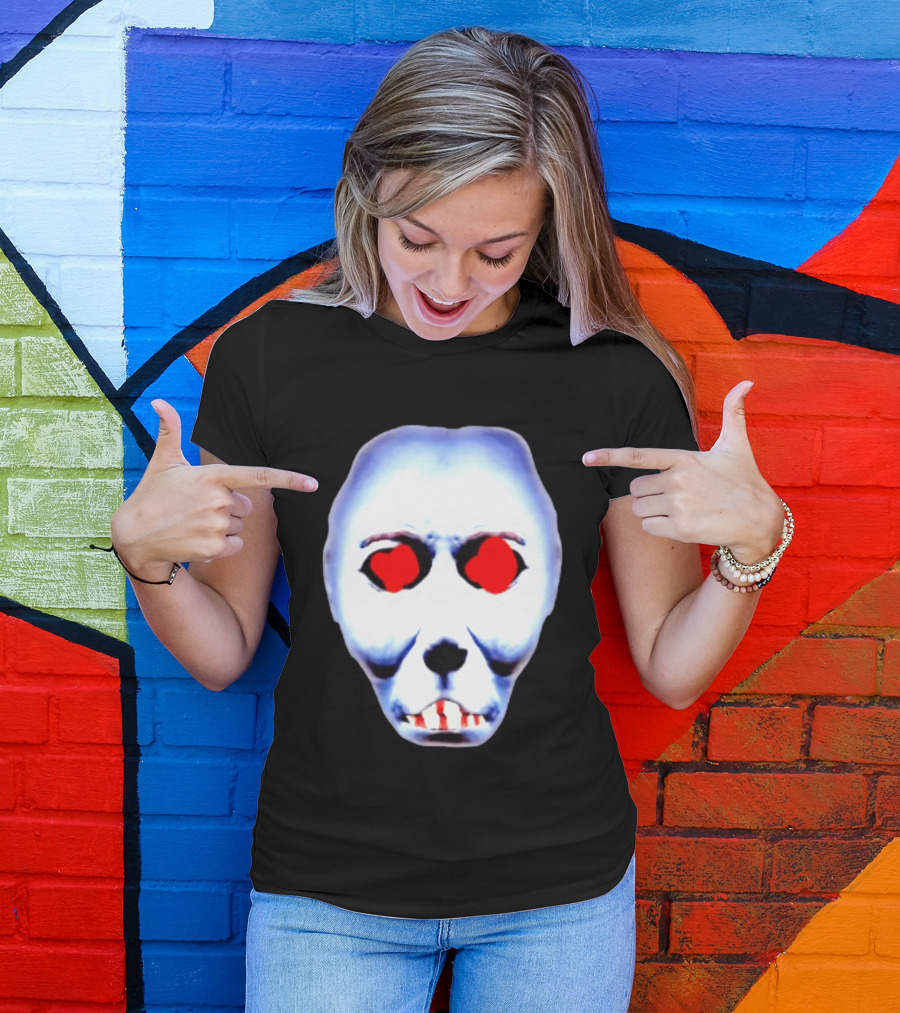 Creepy Alien Face With Red Eyes And Bread Teeth Surrealistic T-Shirt