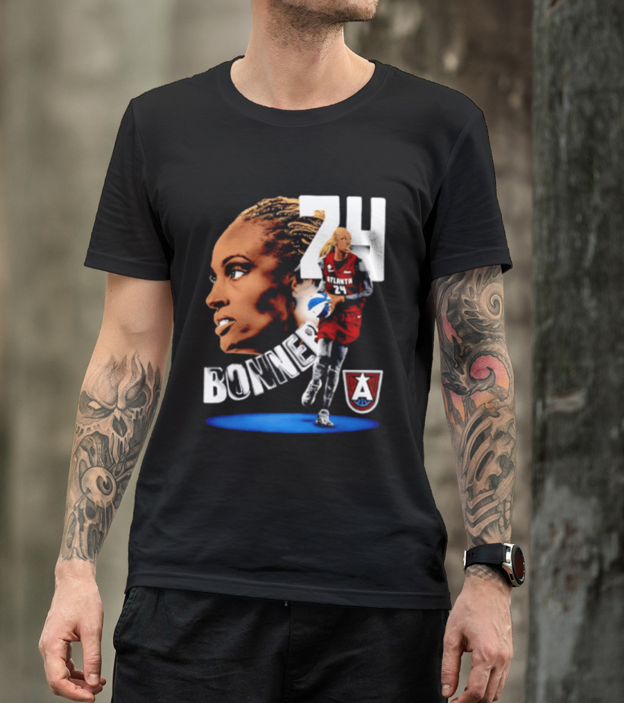Dewanna Bonner 24 Atlanta Dream WNBA Basketball Player Portrait And Action T-Shirt