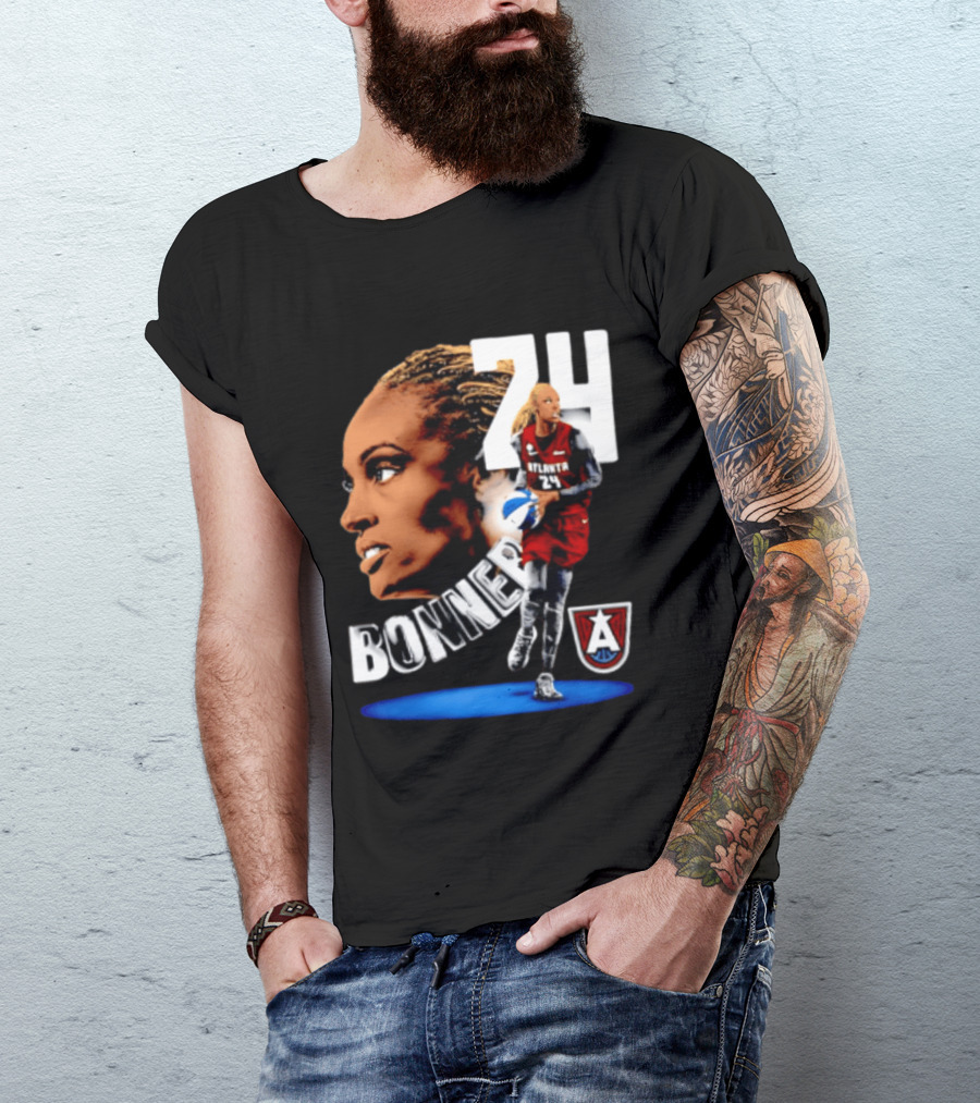 Dewanna Bonner 24 Atlanta Dream WNBA Basketball Player Portrait And Action T-Shirt