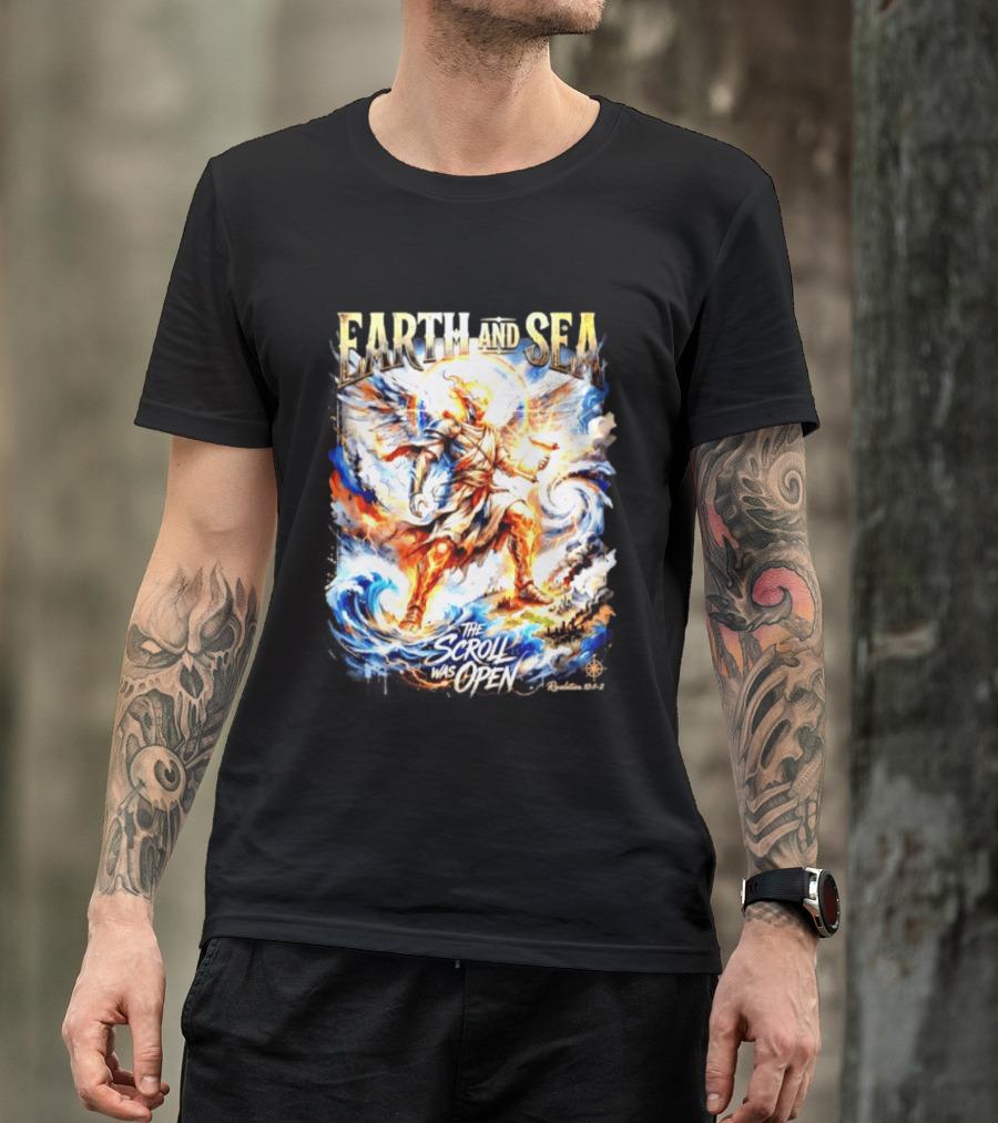Earth And Sea Angelic Revelation The Scroll Was Open Revelation 10 1 2 T-Shirt