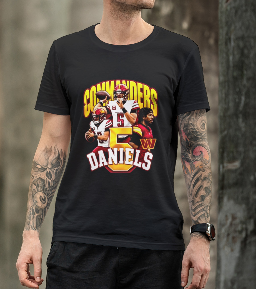 Commander Football Number 5 Jayden Daniels W T-Shirt