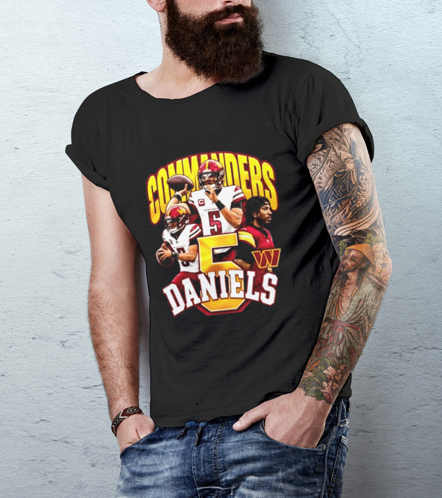 Commander Football Number 5 Jayden Daniels W T-Shirt
