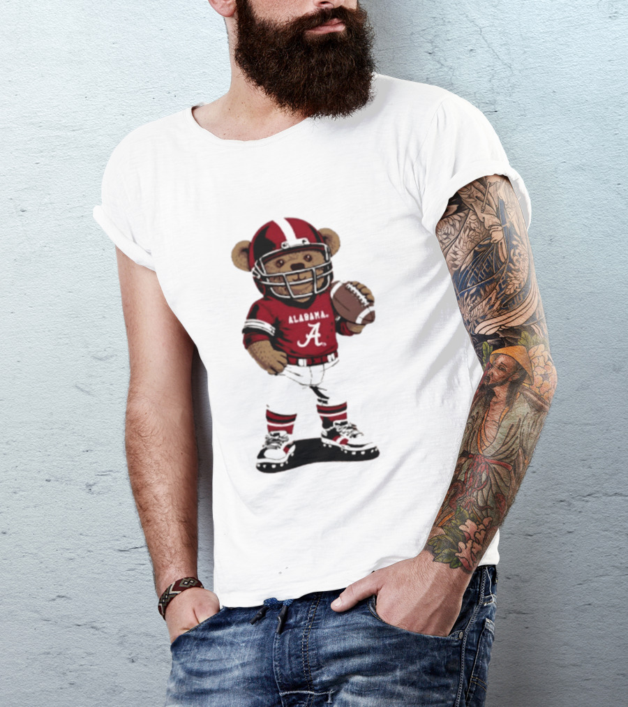 Alabama Crimson Tide 2026 Teddy Bear Football NCAA Team Spirit T-Shirt