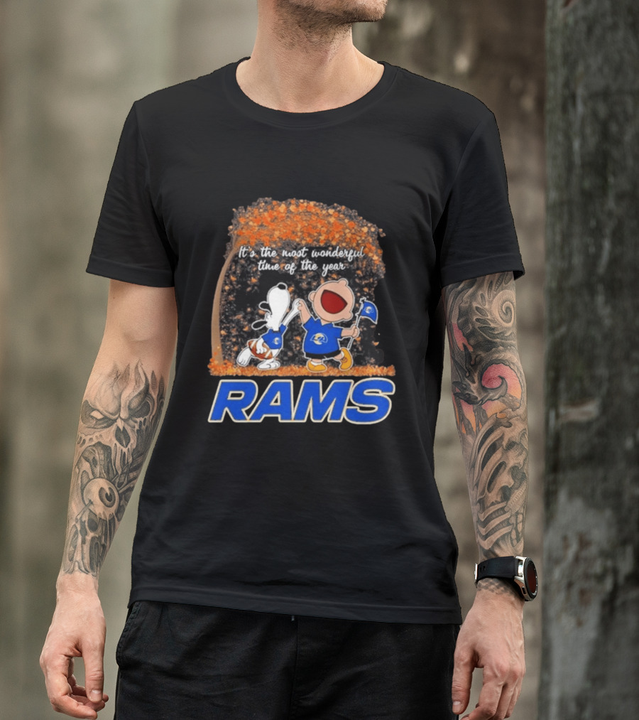 Los Angeles Rams Snoopy Charlie Brown It's The Most Wonderful Time Of The Year 2026 T-Shirt