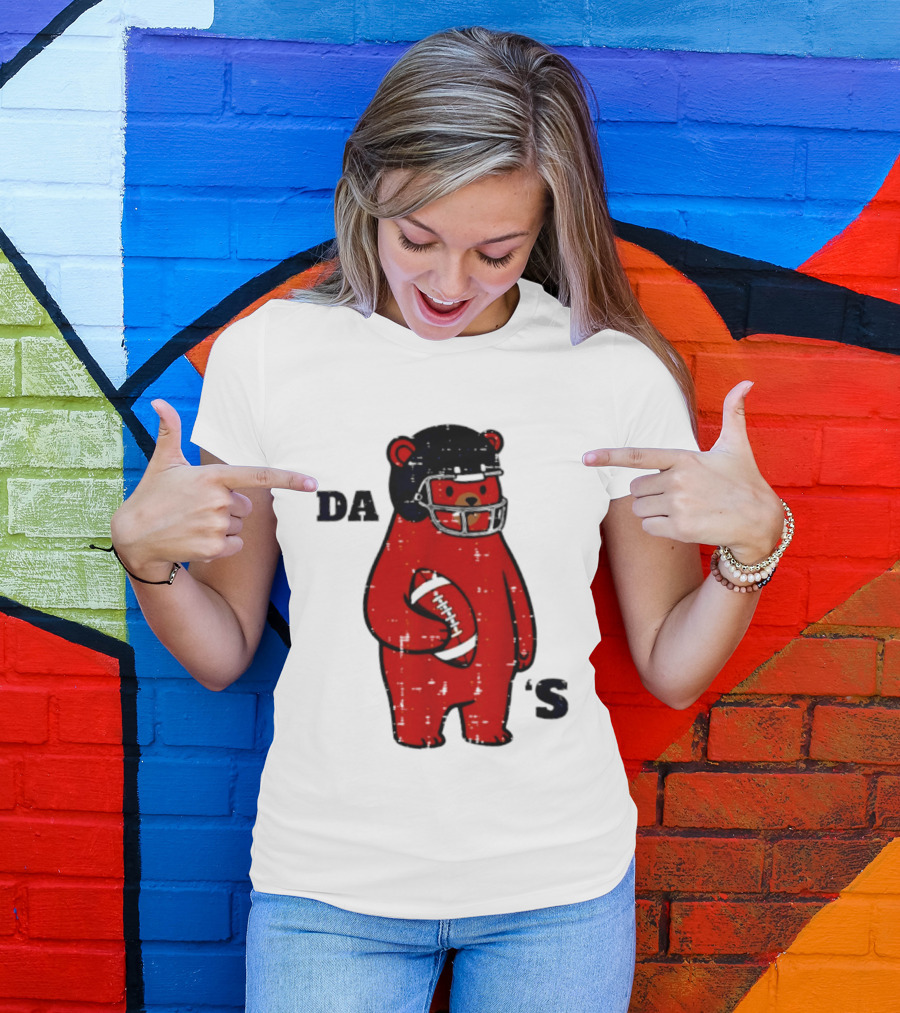 Da Bears Football Bear Helmet Holding Football T-Shirt