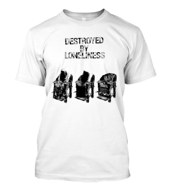 Destroyed By Loneliness Dark Gothic With Falling Office Chairs T-Shirt