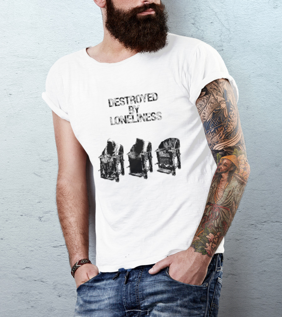 Destroyed By Loneliness Dark Gothic With Falling Office Chairs T-Shirt