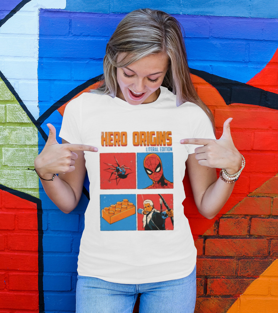 Hero Origins Spider Man Literal Edition Block Archer Spider T-Shirt