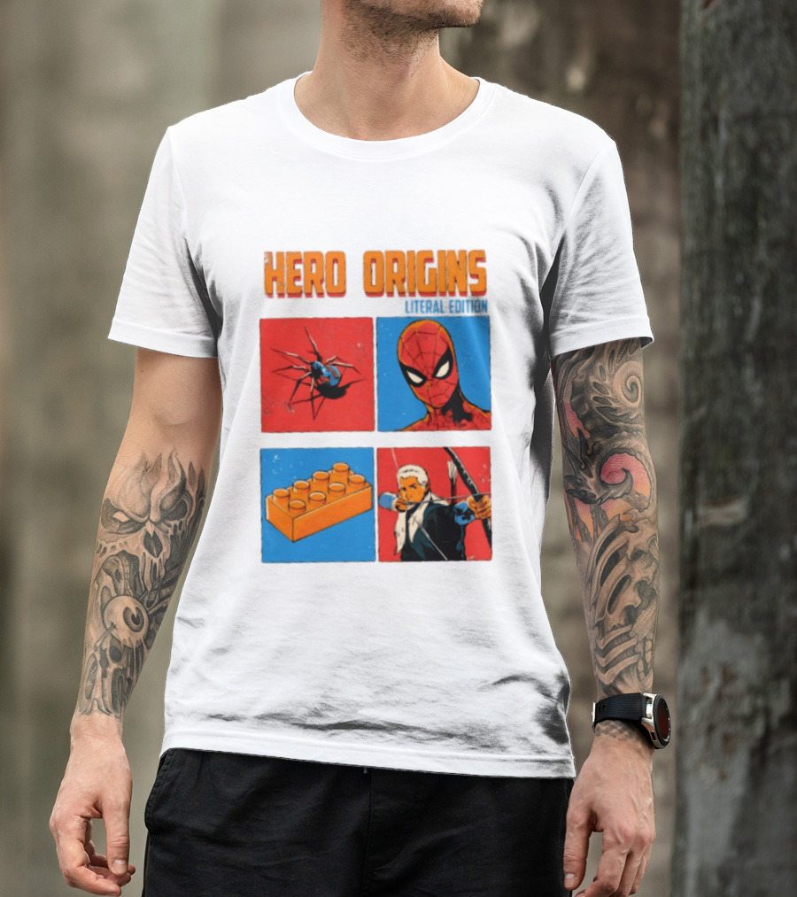 Hero Origins Spider Man Literal Edition Block Archer Spider T-Shirt