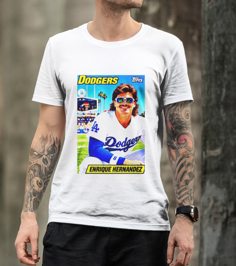 Dodgers Enrique Hernandez Topps Trading Card T-Shirt