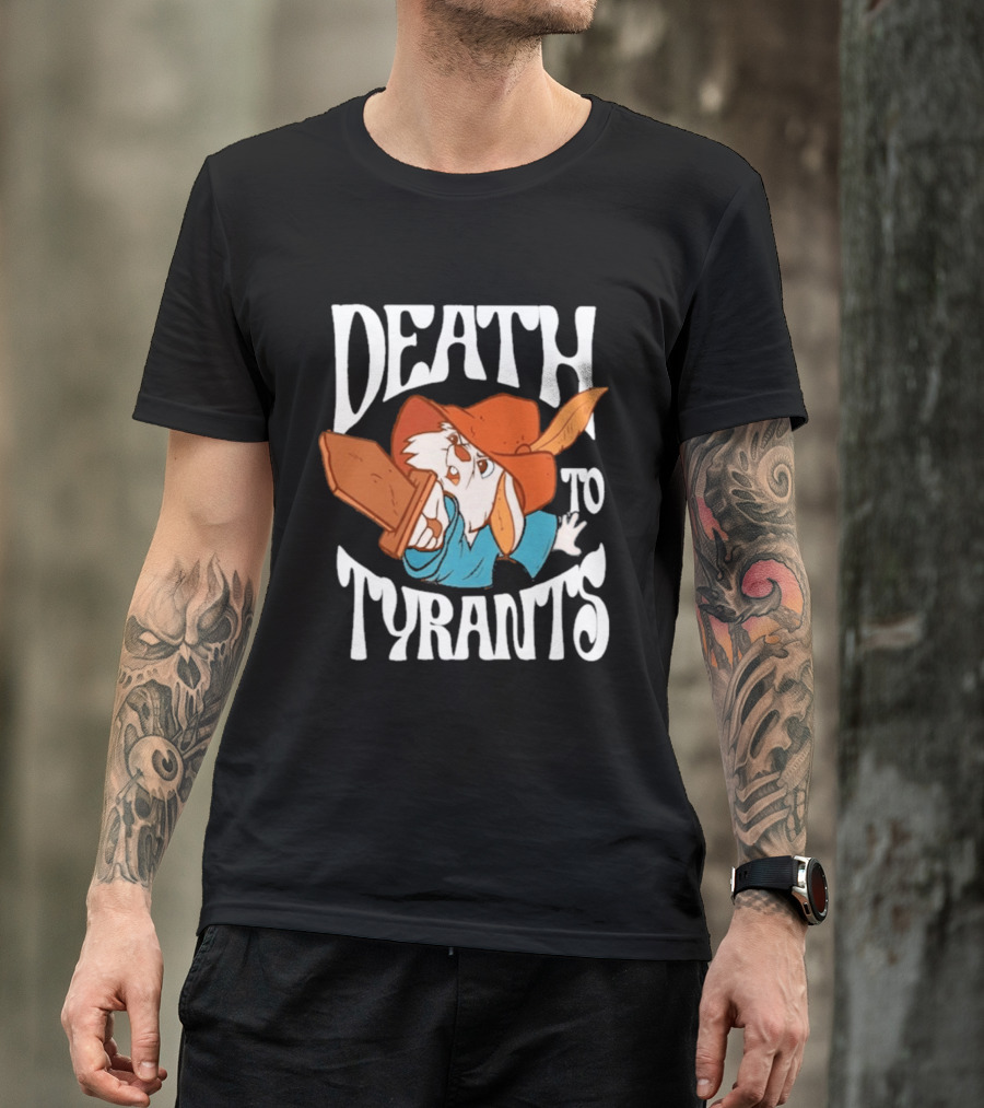 Skippy Rabbit Death To Tyrants Fearless Revolution Cartoon Rabbit T-Shirt