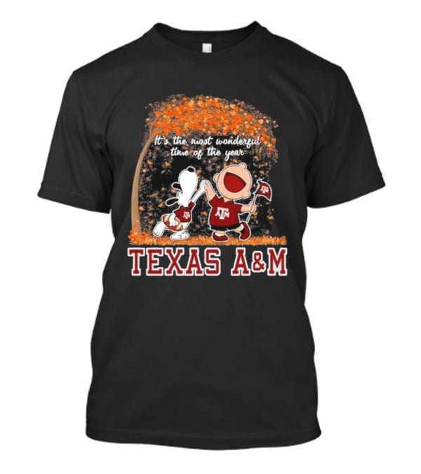 Texas A&M Aggies Snoopy Charlie Brown It's The Most Wonderful Time Of The Year T-Shirt