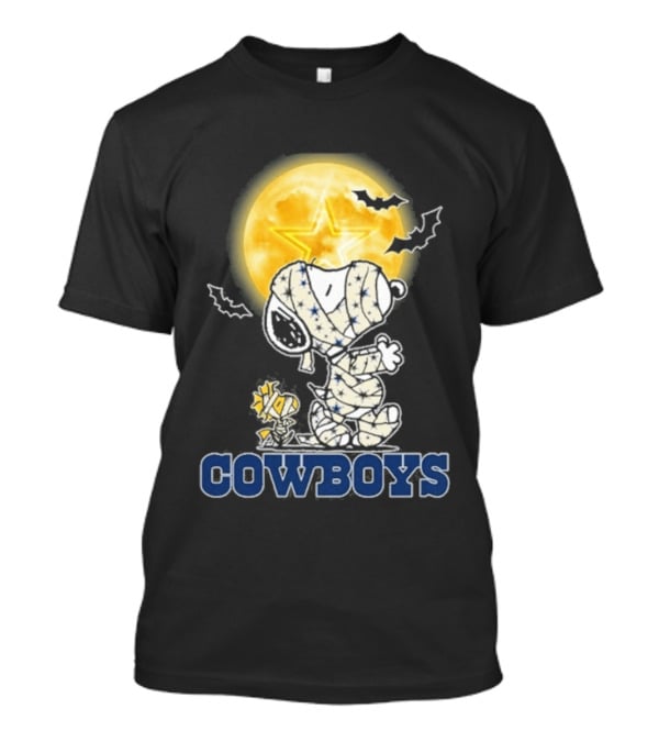 Dallas Cowboys Snoopy Halloween 2026 Full Moon Bat Scene T-Shirt