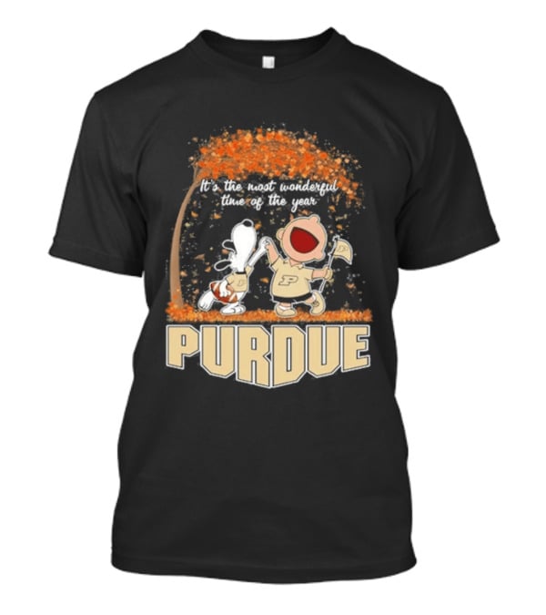 Purdue Boilermakers Snoopy Charlie Brown 2026 Most Wonderful Time Of The Year T-Shirt