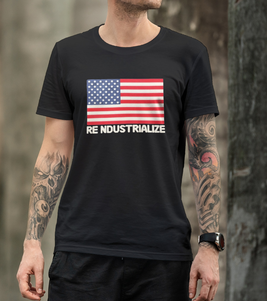 Reindustrialize United States Flag Stars And Stripes T-Shirt