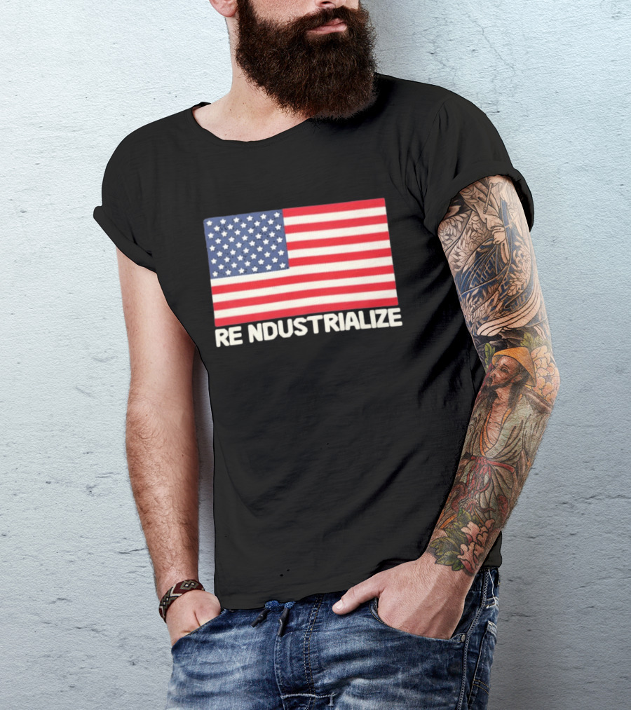 Reindustrialize United States Flag Stars And Stripes T-Shirt