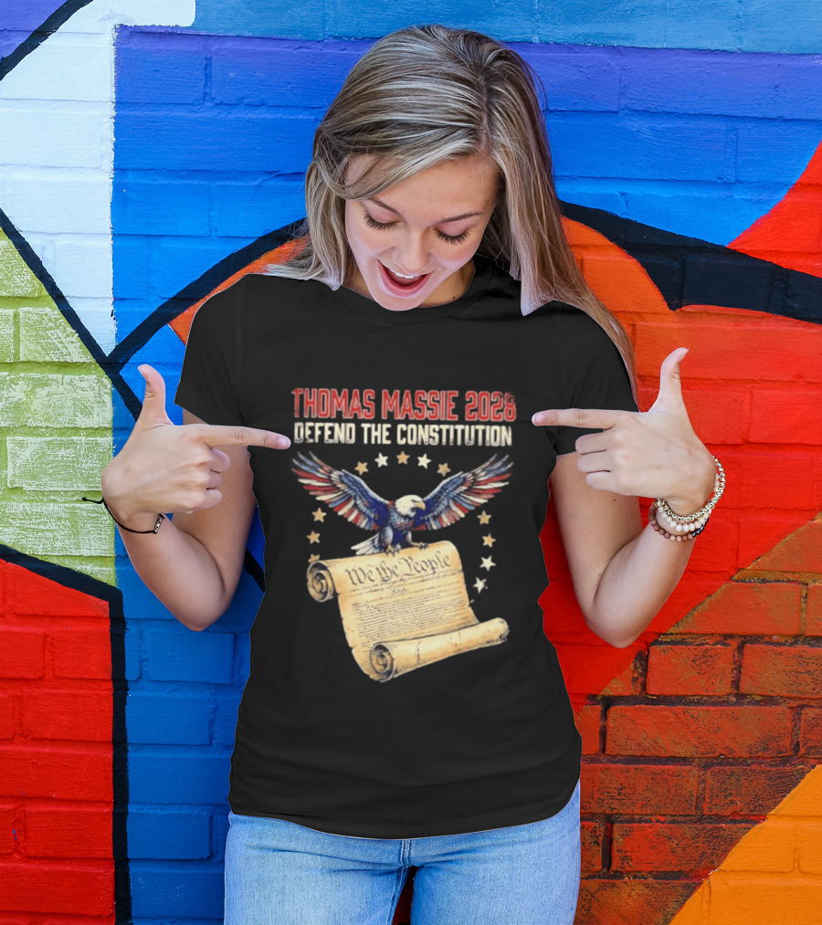 Thomas Massie 2028 Defend The Constitution We The People Bald Eagle Stars Patriotic Election Movement T-Shirt